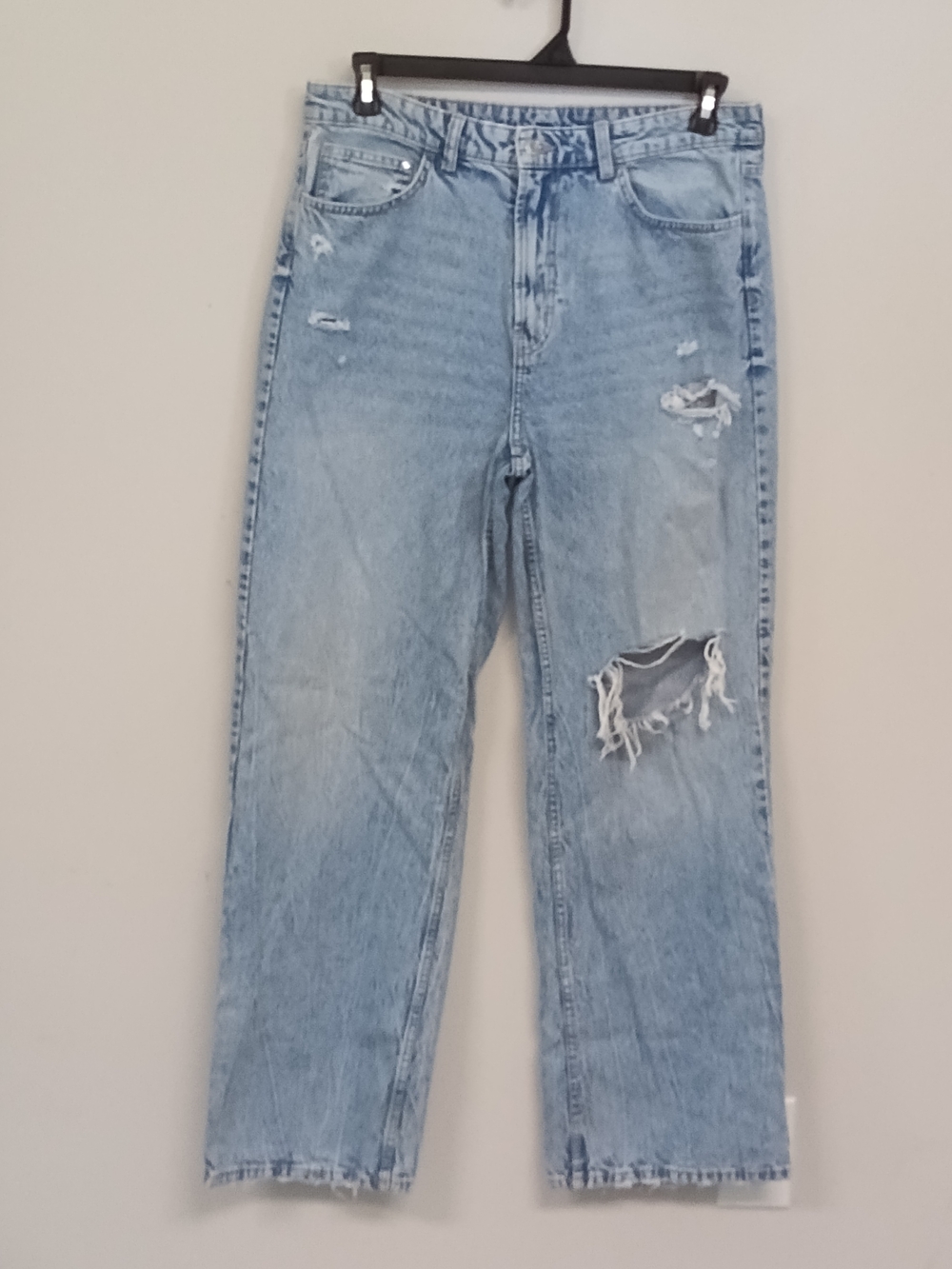 H&M & DENIM Ultra High Waist Wide Distressed Women's Jeans 100% Cotton Size 14